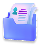 Blue folder with information about employee 3D illustration 1
